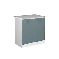 vicco meuble bas sous-évier r-line, bleu-gris/blanc, 80 cm avec plan de travail