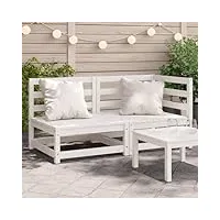 larryhot canapé de jardin 2 places en bois massif de pin blanc, meubles et chaises de jardin, unité pour canapé modulable d'extérieur, 837943
