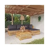 larryhot 3100856 lot de 5 canapés de jardin avec coussins en bois massif en teck
