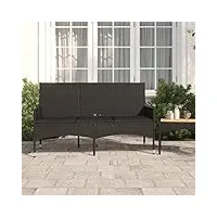 gecheer banc de jardin à 3 places avec coussins noir résine tressée, banquette de jardin chaise de porche pour terrasse, balcon, extérieur et camping