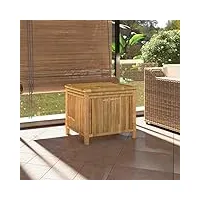gecheer boîte de rangement de jardin 60x52x55 cm bambou, coffre de rangement exterieur organisateur de outils de jardin, coffre à coussins pour balcon piscine et terrasse