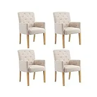 générique larryhot chaises à manger avec accoudoirs lot de 4 beige tissu fauteuils et chaises,chaises de cuisine,beige
