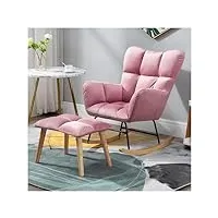 zywww fauteuil à bascule fauteuil à bascule en velours fauteuil à bascule avec dossier haut et accoudoirs (couleur : rose)