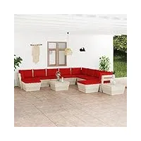générique larryhot salon de jardin palette 12 pcs avec coussins Épicéa imprégné mobilier de jardin,salons de jardin,rouge