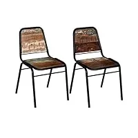 générique chaises à manger lot de 2 bois de récupération solide,meubles,fauteuils et chaises,chaises de cuisine,17.4 kg,multicolore,244246