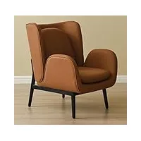 sohodoo fauteuil, chaise longue capitonnée avec cadre en bois d'hévéa, canapé simple en tissu technique, chaise longue moderne for salon, chambre à coucher, bureau (color : brown)