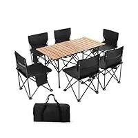 sameza table de camping portable avec quatre chaises pliantes ensembles de table de pique-nique de jardin extérieur chaise de bureau pliant ultra-léger étanche, pour ensemble de 6 personnes