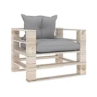 rantry casa fauteuil de jardin palette avec coussins gris en bois de pin, canapé-lit, canapé, salon, canapé, canapé, canapé, canapé moderne