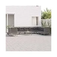 rantry casa set canapés de jardin 11 pièces avec coussins en polyrotin gris, canapé-lit, canapé-lit, canapé-lit, canapé-lit, canapés d'extérieur pour jardin