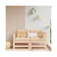 rantry casa canapés d'angle avec oreillers 2 pièces en bois massif de pin, canapé-lit canapé salon canapé, canapés pour jardin extérieur, canapé jardin extérieur ameublement
