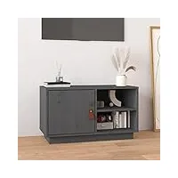 rantry casa mobile meuble tv gris 70 x 34 x 40 cm en bois massif de pin, meuble tv meuble bas pour tv table de salon support tv pour salon