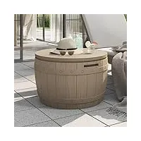 rantry casa conteneur de jardin 3 en 1 polypropylène brun clair, coffre de rangement extérieur, coffre de jardin extérieur maison meubles