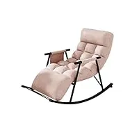 zywww fauteuil à bascule canapé de loisirs fauteuil à bascule fauteuil inclinable fauteuil paresseux doux pour balcon au bord de la piscine salon, fauteuil à bascule avec (couleur : rose)