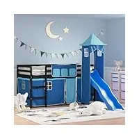générique lit mezzanine enfants avec tour bleu 90x200 cm bois pin massif,meubles,lits & accessoires,lits & cadres de lit,39.53 kg,bleu,3207079