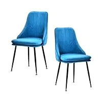 chaise de salle à manger en tissu velours doux, ensemble de 2 chaises de cuisine, chaise d'appoint avec pieds en métal pour restaurant, chaise de loisirs, chaise de maquillage pour chambre à coucher