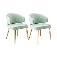 rrouan chaise de salle à manger minimaliste nordique, ensemble de 2 chaises de cuisine, chaise de maquillage avec siège rembourré en velours, chaise d'appoint avec pieds en fer forgé