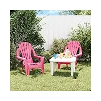 lapooh chaises de jardin pour enfants lot de 2 rose 37x34x44 cm pp,fauteuil exterieur terrasse,chaise terrasse exterieur,salon jardin plastique