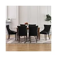 générique larryhot chaises à manger lot de 6 noir tissu fauteuils et chaises,chaises de cuisine,noir