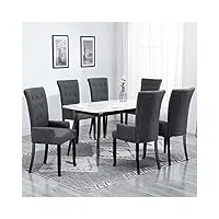 générique larryhot chaises à manger avec accoudoirs lot de 6 gris foncé tissu fauteuils et chaises,chaises de cuisine,gris