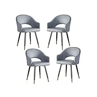 yaxansih lot de 4 fauteuils modernes en cuir avec dossier haut et siège souple pour salon, chambre à coucher, appartement, salle à manger, cuisine, salon, chaise de cuisine (couleur : gris, taille :