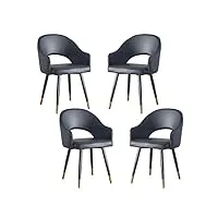 yaxansih lot de 4 fauteuils modernes en cuir avec dossier haut et siège souple pour salon, chambre à coucher, appartement, salle à manger, cuisine, salon, chaise de cuisine (couleur : noir, taille :