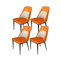 yxcuidp ensemble de 4 chaises de cuisine,chaise salle manger cuir microfibre artificielle,chaise salon avec pieds métal,chaises d'appoint design dossier incurvé (color : orange-)