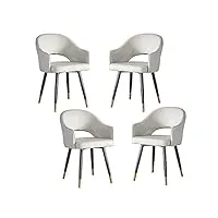 yaxansih lot de 4 fauteuils modernes en cuir avec dossier haut et siège souple pour salon, chambre à coucher, appartement, salle à manger, cuisine, salon, chaise de cuisine (couleur : gris clair, tai