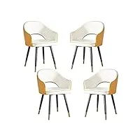 yaxansih lot de 4 fauteuils modernes en cuir avec dossier haut et siège souple pour salon, chambre à coucher, appartement, salle à manger, cuisine, salon, chaise de cuisine (couleur : blanc jaune, t