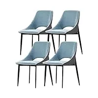 yaxansih ensemble moderne de 4 chaises de cuisine, tissu technologique, pieds en acier au carbone, chaise de salon, salle à manger, chaise de cuisine (couleur : bleu, taille : 41 x 50 x 82 cm)