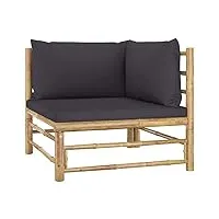 générique larryhot canapé d'angle de jardin avec coussins gris foncé bambou mobilier de jardin,sièges de jardin,Éléments pour canapés modulables de jardin,gris