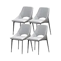 yaxansih ensemble moderne de 4 chaises de cuisine, tissu technologique, pieds en acier au carbone, chaise de salon, salle à manger, chaise de cuisine (couleur : gris clair, taille : 41 x 50 x 82 cm)