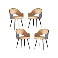 yaxansih lot de 4 fauteuils modernes en cuir avec dossier haut et siège souple pour salon, chambre à coucher, appartement, salle à manger, cuisine, salon, chaise de cuisine (couleur : orange gris, t