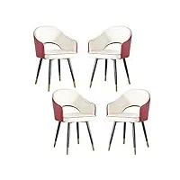 yaxansih lot de 4 fauteuils modernes en cuir avec dossier haut et siège souple pour salon, chambre à coucher, appartement, salle à manger, cuisine, salon, chaise de cuisine (couleur : blanc rouge, t