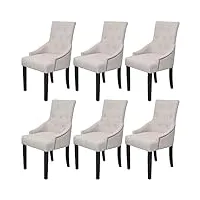 générique larryhot chaises à manger lot de 6 gris crème tissu fauteuils et chaises,chaises de cuisine,crème