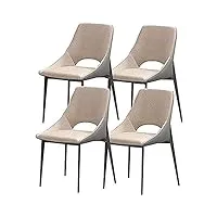 yaxansih ensemble moderne de 4 chaises de cuisine, tissu technologique, pieds en acier au carbone, chaise de salon, salle à manger, chaise de cuisine (couleur : beige, taille : 41 x 50 x 82 cm)