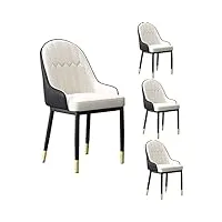 yaxansih lot de 4 chaises en cuir synthétique avec accoudoirs rembourrés et dossier haut pour salle à manger et salon, chaise de cuisine (couleur : blanc + noir, taille : 90 x 43 x 43 cm)