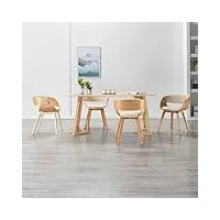 générique larryhot chaises à manger lot de 4 crème bois courbé et similicuir fauteuils et chaises,chaises de cuisine,crème