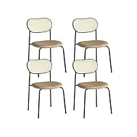 yaxansih lot de 4 chaises de salon, pour la maison, la chambre à coucher, la chaise en rotin, en fer forgé, pour café, cuisine, salle à manger, chaise de cuisine (couleur : kaki)