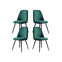 yaxansih lot de 4 chaises de cuisine modernes en flanelle avec pieds noirs pour la maison, la salle à manger, l'appartement, le salon, la chambre à coucher, la chaise de cuisine (couleur : vert)