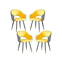yaxansih lot de 4 fauteuils modernes en cuir avec dossier haut et siège souple pour salon, chambre à coucher, appartement, salle à manger, cuisine, salon, chaise de cuisine (couleur : jaune gris, ta