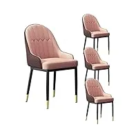 yaxansih lot de 4 chaises en cuir synthétique avec accoudoirs rembourrés et dossier haut pour salle à manger et salon, chaise de cuisine (couleur : rose + café, taille : 90 x 43 x 43 cm)