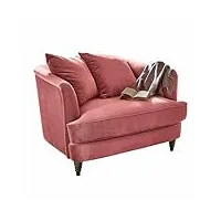 loberon fauteuil etueffont, design semi-circulaire, assise très large, revêtement en velours, fauteuil rembourré, meubles d'assise, bois de pin, bouleau, polyester, rose