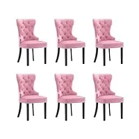générique larryhot chaises à manger lot de 6 rose velours fauteuils et chaises,chaises de cuisine,rose