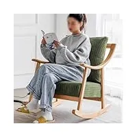 zychkrl fauteuil à bascule avec repose-pieds pour le salon, rembourré en éponge, fauteuil inclinable rétro avec pieds en bois massif, housse de chaise amovible/beige avec repose-pieds/taille