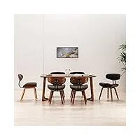 générique larryhot chaises à manger lot de 6 gris bois courbé et tissu fauteuils et chaises,chaises de cuisine,gris