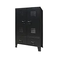 aijuukjp nice cabinets & armoire de rangement en métal style industriel noir 67 x 35 x 107 cm