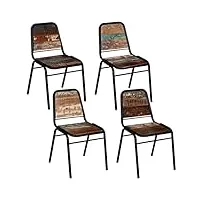 générique larryhot chaises à manger lot de 4 bois de récupération solide fauteuils et chaises,chaises de cuisine,multicolore