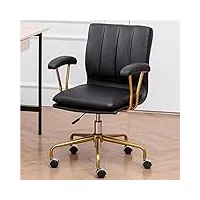 chaise de bureau à domicile, chaise de bureau ergonomique en cuir microfibre, chaise d'ordinateur à dossier moyen avec roulettes pivotantes, accoudoir de travail, chaises de bureau à domicile