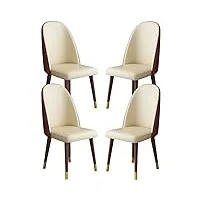 xmdeur lot de 4 chaises de salle à manger en cuir, pieds en bois, coiffeuse, chaise de maquillage, cuisine moderne, salle de mariage, balcon, canapé (taille : couleur noyer, couleur : f)