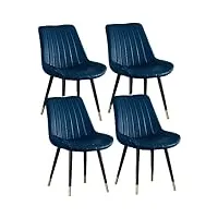 xmdeur ensemble de 4 chaises de salle à manger modernes avec coussin en pu et dossier, chaises d'appoint de salon modernes du milieu du siècle (taille : pieds en or noir, couleur : jaune)